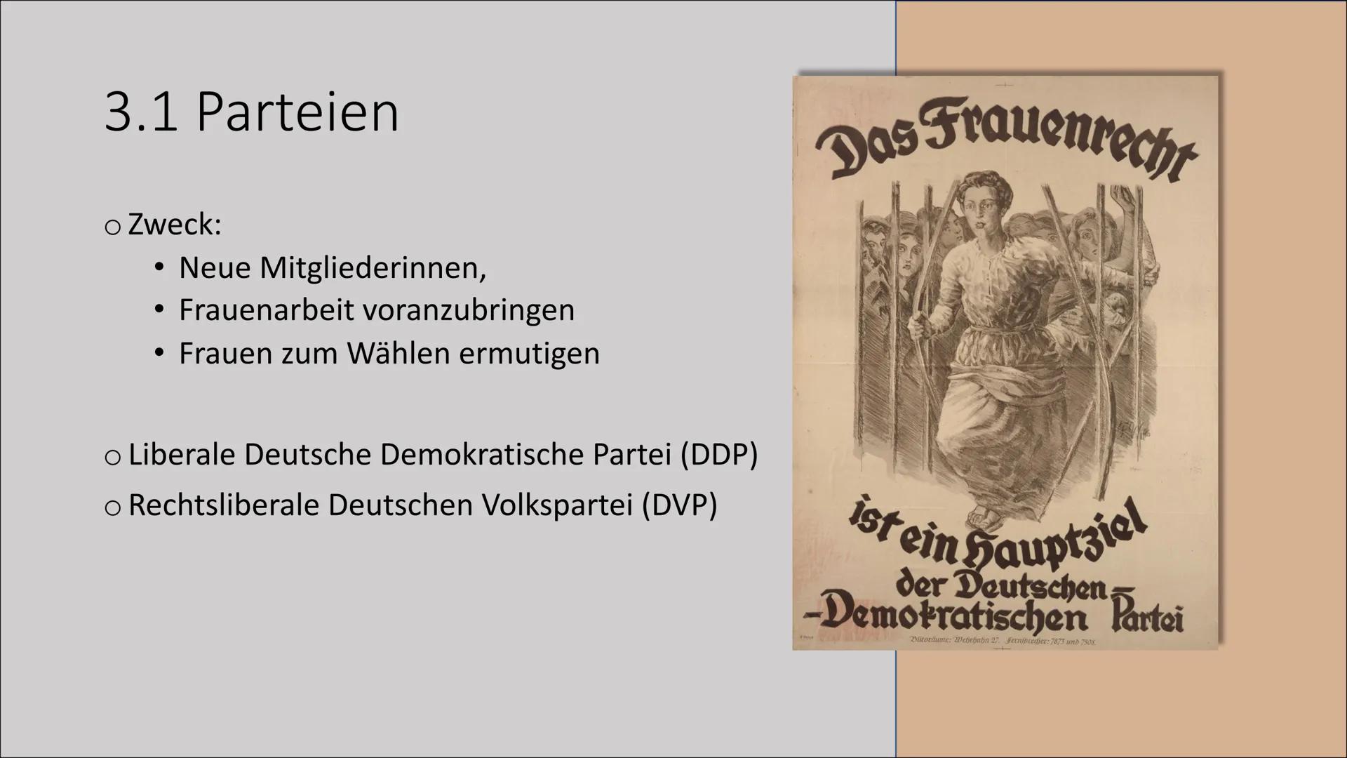# Frauen: Politik und

Gesellschaft

Von Kira Henkel & Lea Gagliardi Gliederung

1. Allgemeines
2. Die „neue Frau“
3. Politik
   3.1 Parteie