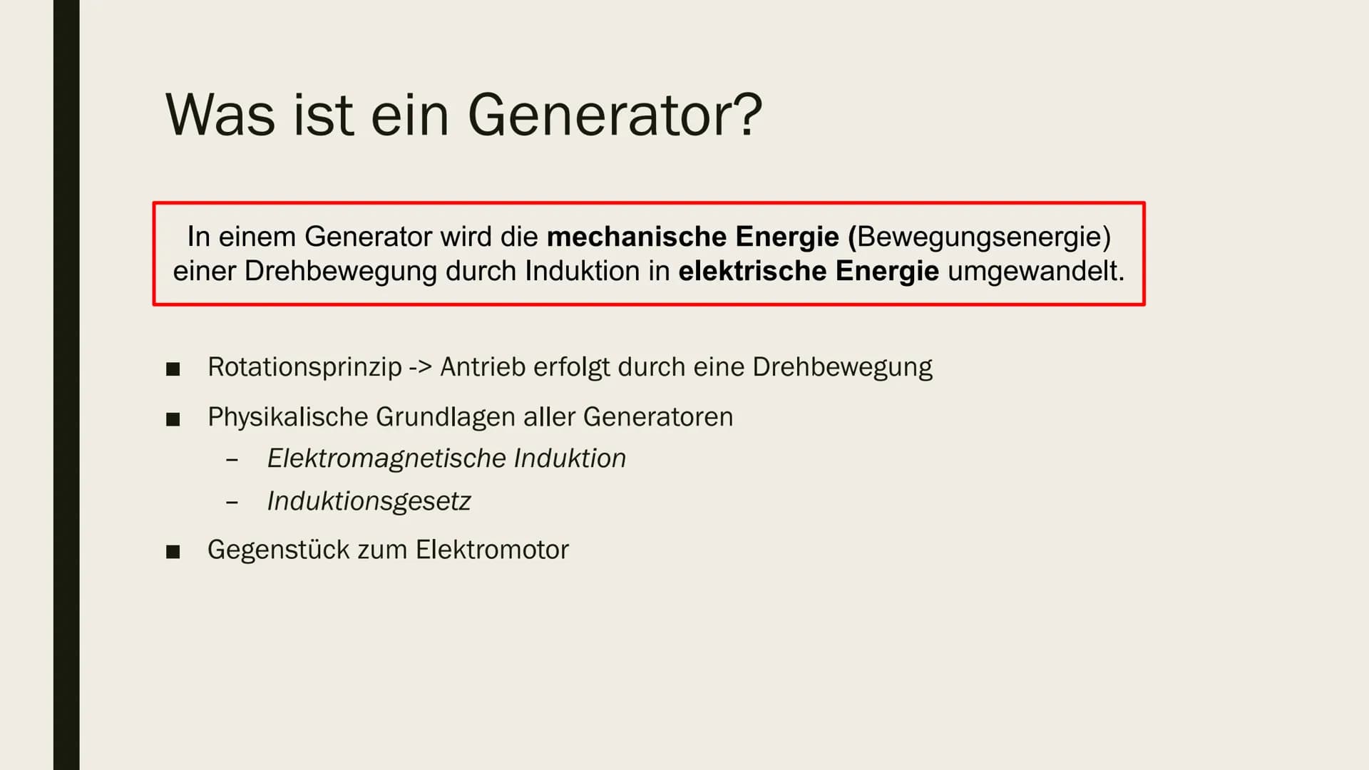 [
GENERATOR
von Malina Weih und Neele Malzer Inhalt
Was ist ein Generator?
Aufbau eines Generators
■ Wie funktioniert ein Generator?
Gleichs