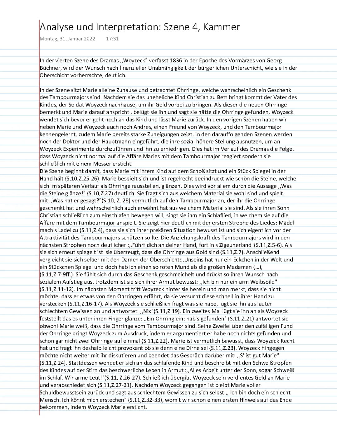 Dramenanalyse und Interpretation: Szene 4 Woyzeck