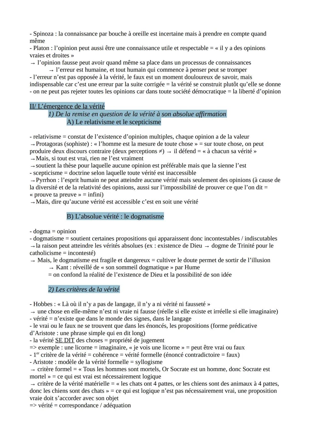 # LA VÉRITÉ - LA SCIENCE - LA RAISON

- on ne dis pas les sciences mais LA science (commune à toute science)
=> la science est une démarche 