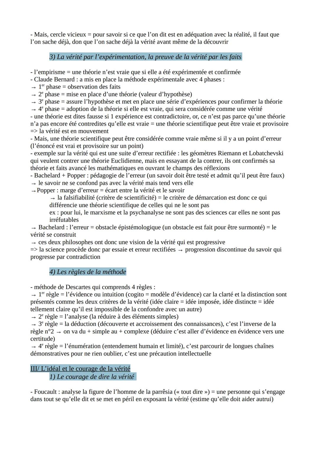 # LA VÉRITÉ - LA SCIENCE - LA RAISON

- on ne dis pas les sciences mais LA science (commune à toute science)
=> la science est une démarche 