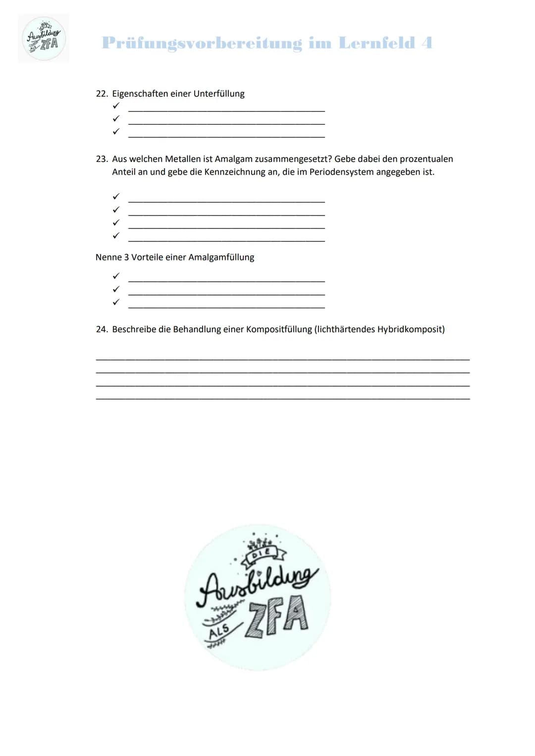 Ausbildung
ZFA
Prüfungsvorbereitung im Lernfeld 4
1. Schreibe zu den Begriffen die richtigen Fachbegriffe
Gewebelehre
Zahnmark
Reizdentin
Wu