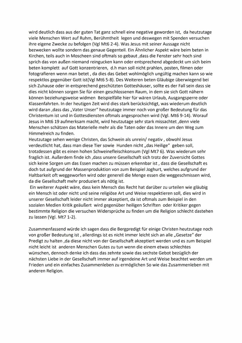 Gilt die Bergpredigt heute noch? Warum/nicht?
Gerade in unserem Jahrhundert wird oft darüber diskutiert, ob die Bergpredigt noch gilt
bezieh