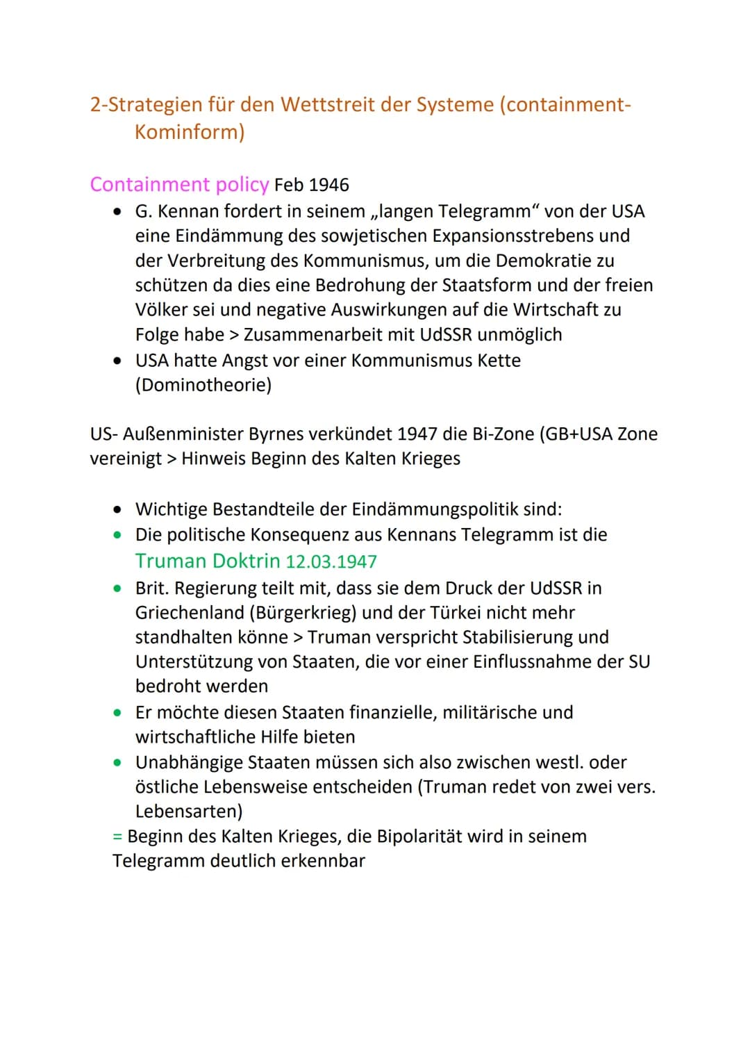 ■ Zerfall der Anti-
Hitler-Koalition
■
■
1945
■
Ost-West-Konflikt 1945-1991 Entstehungsphase
1946
▪ Feb. Langes Telegramm
von Kennan
(Eindäm