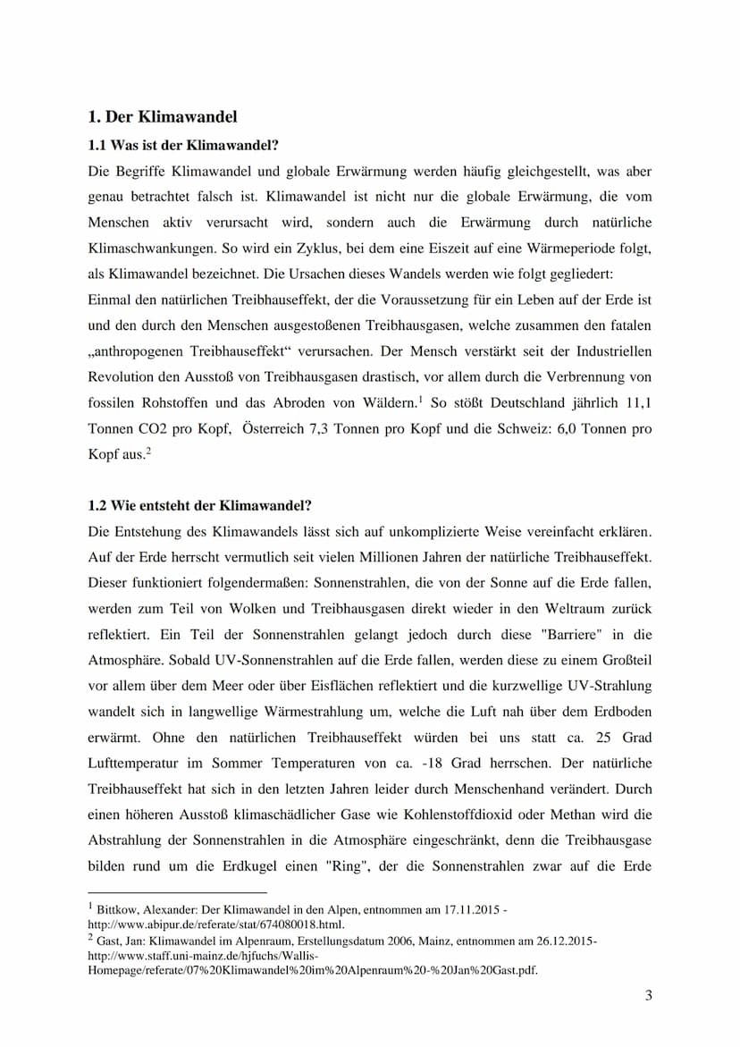 Thema der Arbeit: Regionale Auswirkungen des Klimawandels
am Beispiel der Alpen
Einfluss des Klimawandels auf die Vegetationszonen im Gebirg