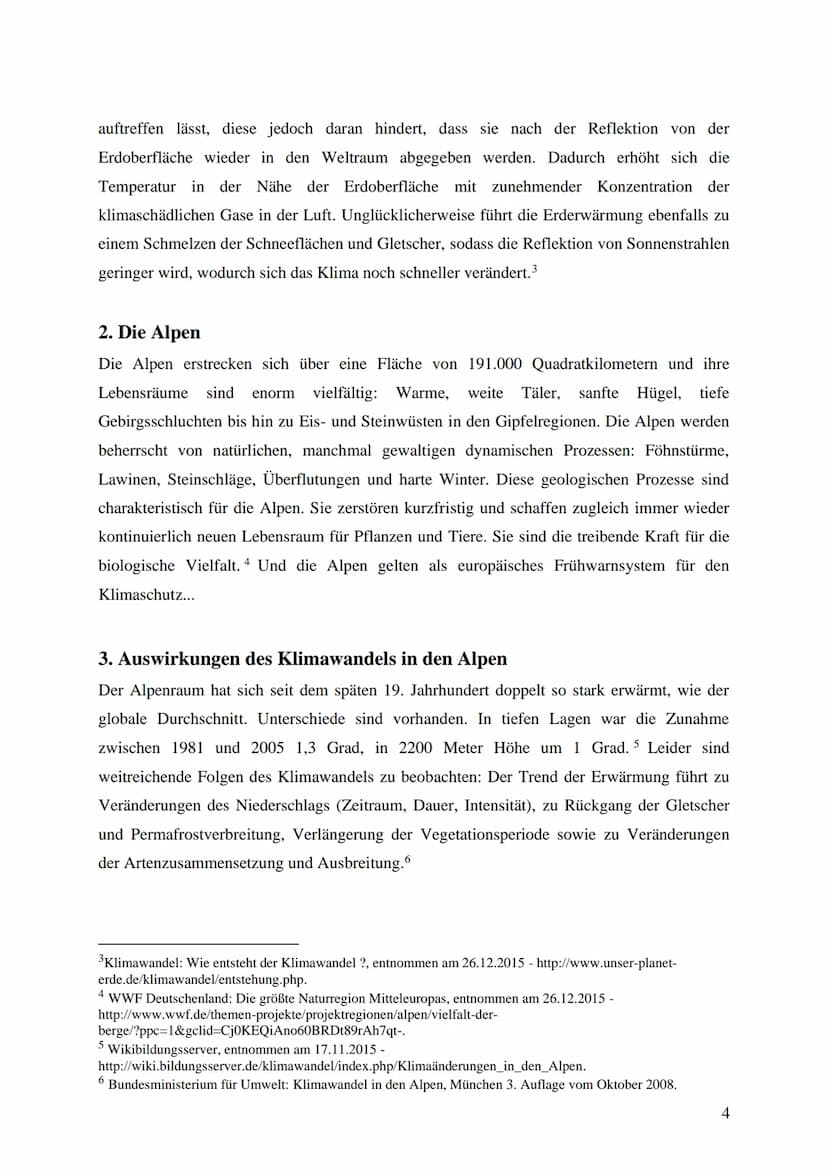 Thema der Arbeit: Regionale Auswirkungen des Klimawandels
am Beispiel der Alpen
Einfluss des Klimawandels auf die Vegetationszonen im Gebirg
