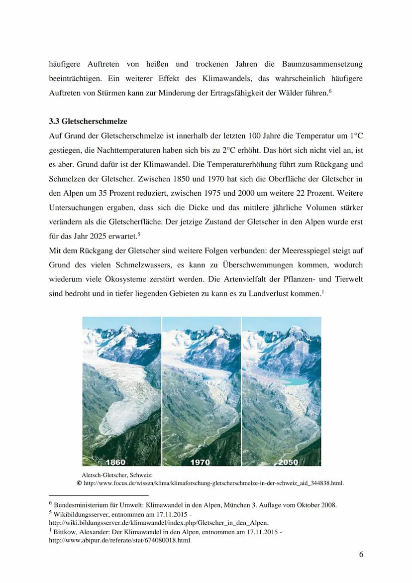 Thema der Arbeit: Regionale Auswirkungen des Klimawandels
am Beispiel der Alpen
Einfluss des Klimawandels auf die Vegetationszonen im Gebirg