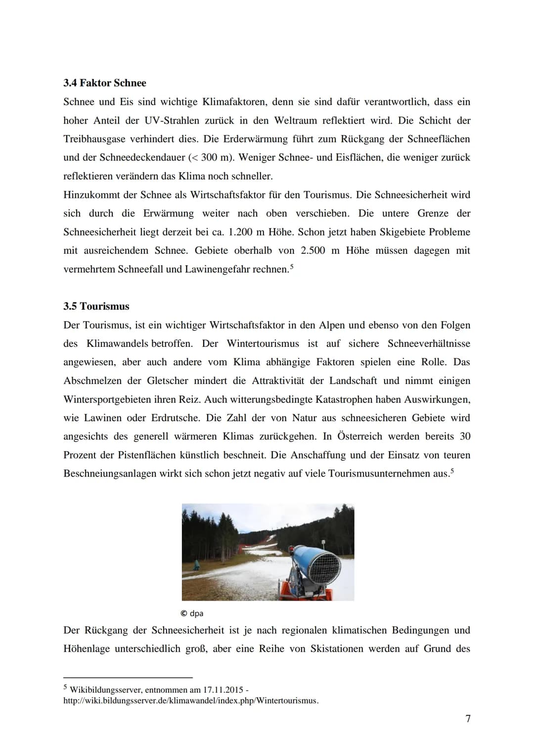 Thema der Arbeit: Regionale Auswirkungen des Klimawandels
am Beispiel der Alpen
Einfluss des Klimawandels auf die Vegetationszonen im Gebirg