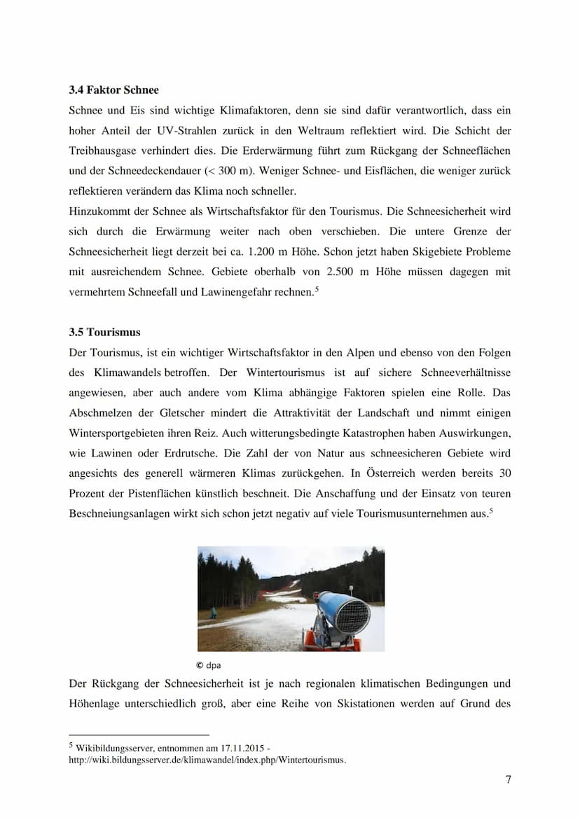 Thema der Arbeit: Regionale Auswirkungen des Klimawandels
am Beispiel der Alpen
Einfluss des Klimawandels auf die Vegetationszonen im Gebirg