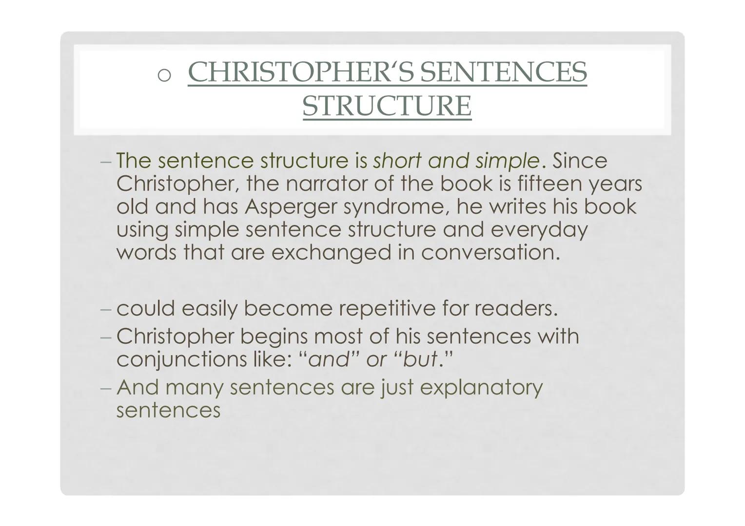 # CHRISTOPHER FRANCIS

# BOONE

A CHARACTER PORTRAYAL CHRISTOPHER BOONE'S

Likes
- Animals
- Maths
- Explanations/ Precise-instructions
- Sc