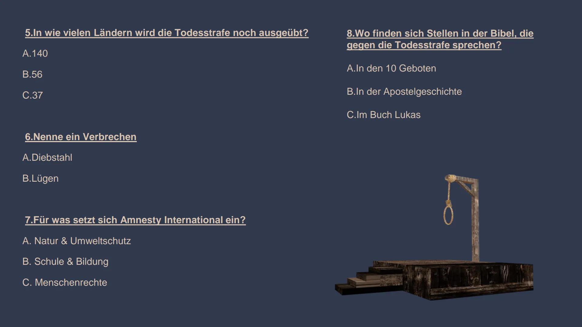 Die Todesstrafe Inhaltsverzeichnis
1. Definition
2. Geschichte
3. Verbreitung
4. Verurteilungsgrundsätze & Rechtsgrundlagen
5. Pro & Contra 