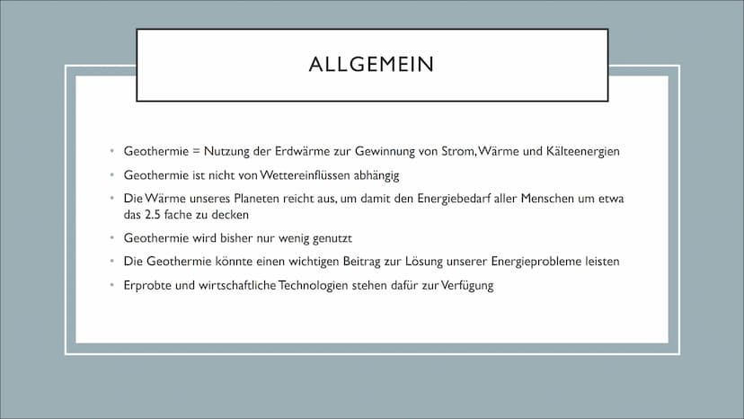 GEOTHERMIE - ISLAND
Von Victoria Voigt GLIEDERUNG
Allgemein
Vorraussetzungen
Nutzungsformen
Potenzialanalyse
Quellen ●
●
ALLGEMEIN
Geothermi