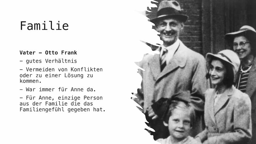 Anna Frank
Von Martina. V und Sara. R Gliederung
Biografie
●
• Familie
●
●
●
Lebensverlauf
Auswanderung in die
Niederlande
• Hinterhaus
●
He