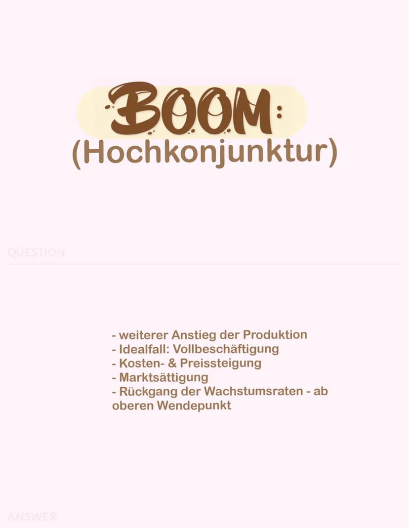 KONJUNKTURZYKLUS
Konjunkturverlauf - idealtypisches Modell
Konjunkturverlauf (kurze Wellen)
Wertschöpfung
Hochkonjunktur (Boom):
Vollbeschäf