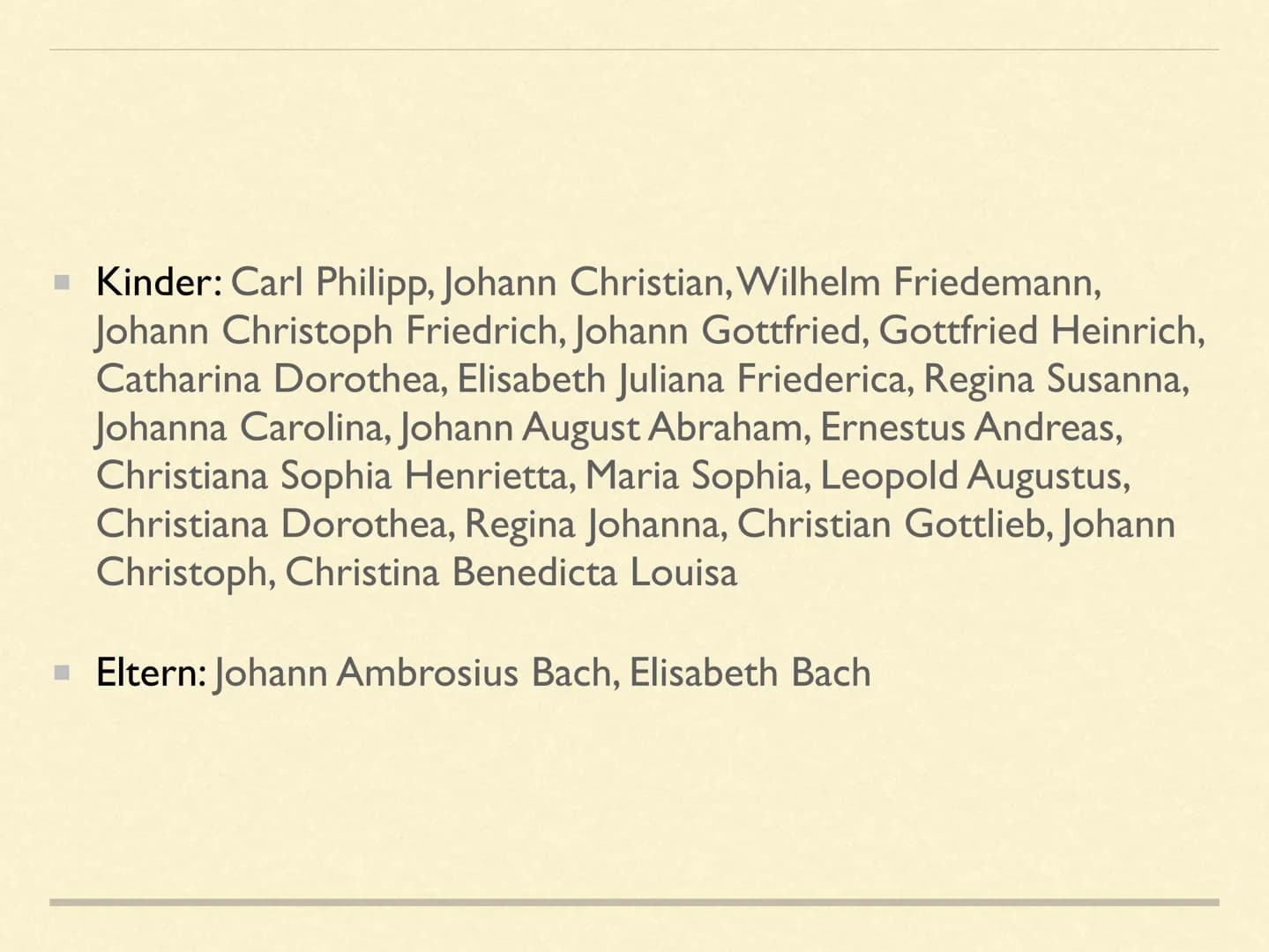 JOHANN
SEBASTIAN
BACH INHALTSVERZEICHNIS
Steckbrief
■ Die wichtigsten Stationen seines Lebens- Lebenslauf
■ Bach und die Musik
Analyse eines