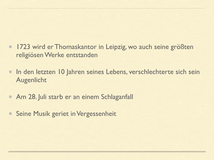 JOHANN
SEBASTIAN
BACH INHALTSVERZEICHNIS
Steckbrief
■ Die wichtigsten Stationen seines Lebens- Lebenslauf
■ Bach und die Musik
Analyse eines