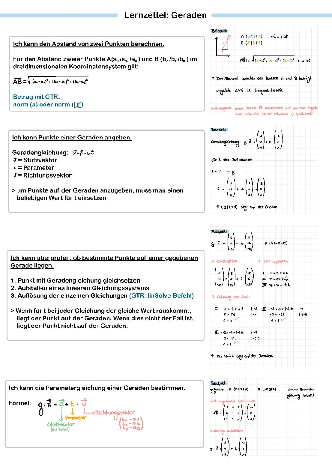 Abstand, Lagebeziehungen und Parametergleichungen von Vektoren verstehen