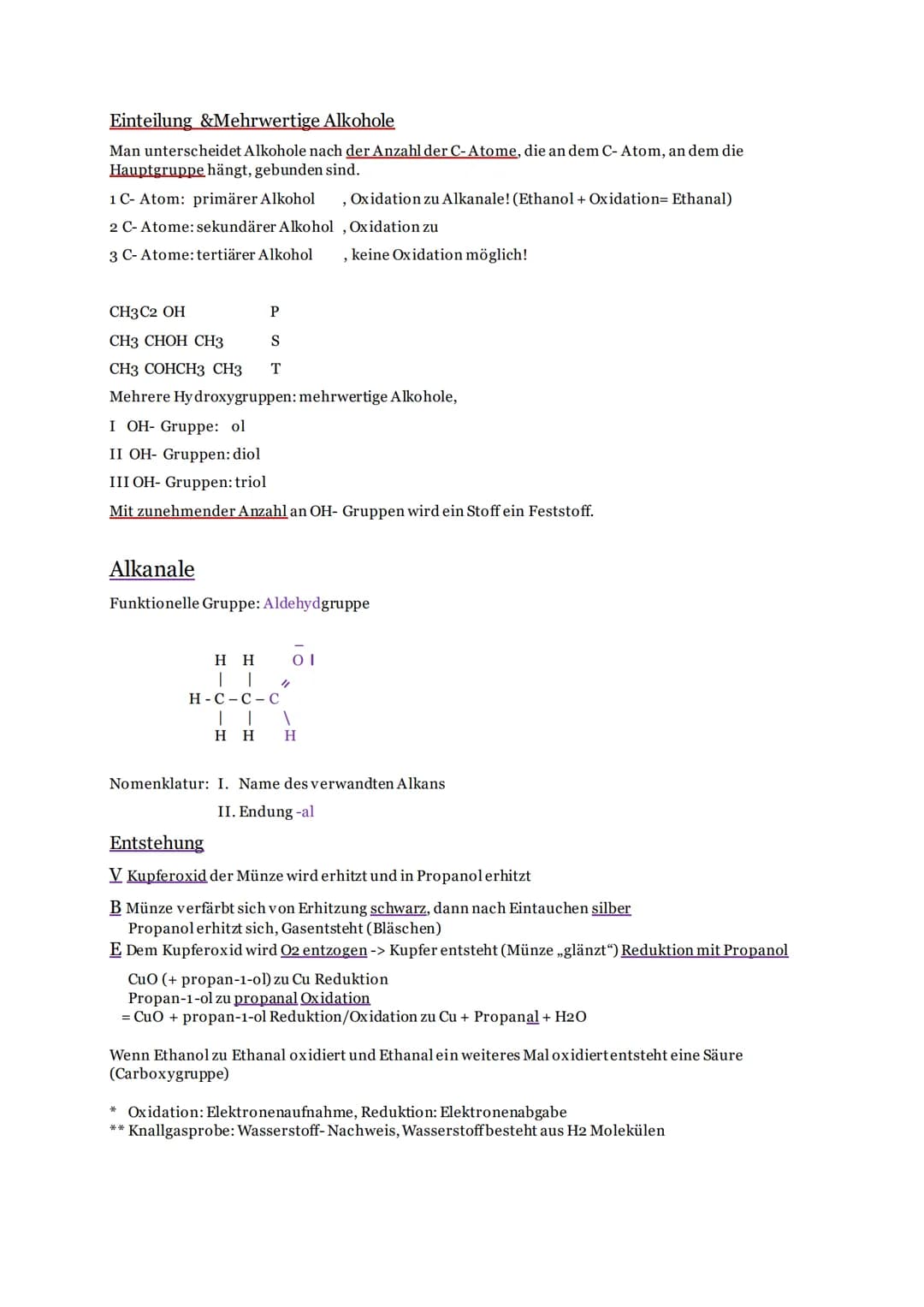 Chemie 10.2 / KA
Alkohole
Funktionelle Gruppe: Hydroxygruppe
HH
II
H-C-C-O-H
| |
H H
Nomenklatur: I. Name des verwandten Alkans
II. Anzahl d