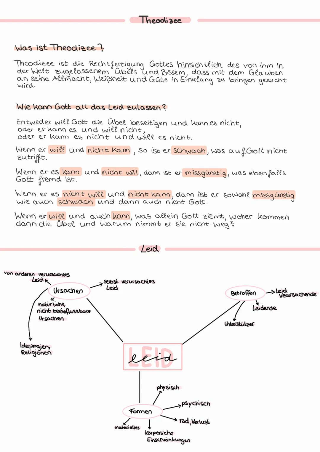 Was ist Theodizee?
Theodizee ist die Rechtfertigung Gottes hinsichtlich des von ihm in
der Welt zugelassenem übels und Bösem, dass mit dem G