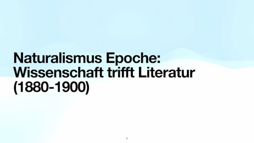 Der Naturalismus
Deutsch Leistungskurs, Q1
1 Naturalismus Epoche:
Wissenschaft trifft Literatur
(1880-1900)
2 Inhaltsverzeichnis
1. Einordnu