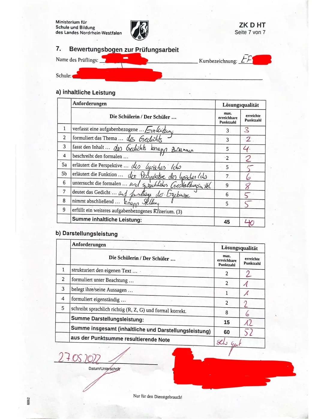 6062
Ministerium für
Schule und Bildung
des Landes Nordrhein-Westfalen
Name:
13
Zentrale Klausur am Ende der Einführungsphase
2022
Deutsch
Z