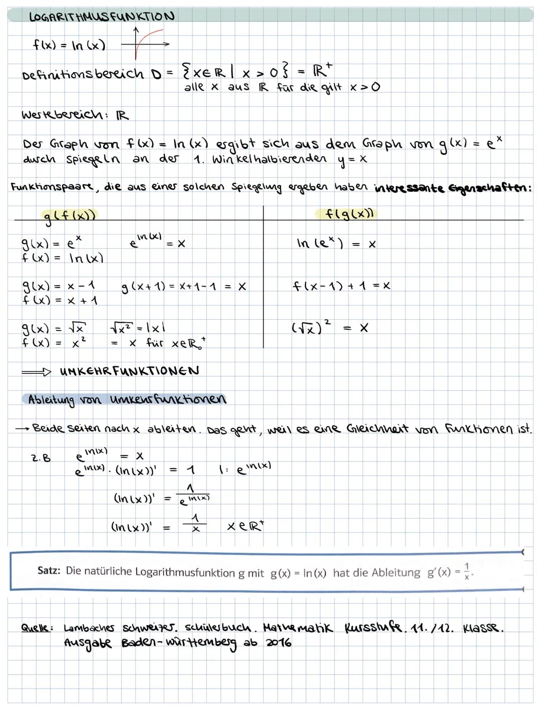 EXPONENTIAL- & LOGARITHMUS FUNTIONEN
▬▬▬▬▬
NATÜRLICHE EXPONENTIAL FUNKTION UND EULER'SCHE ZAHL e
Definition: Die positive Zahl b, für die di