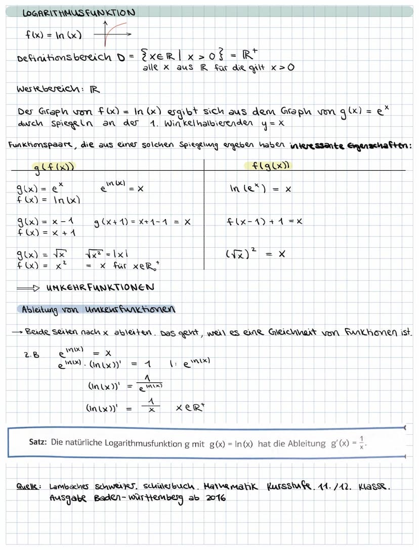 EXPONENTIAL- & LOGARITHMUS FUNTIONEN
▬▬▬▬▬
NATÜRLICHE EXPONENTIAL FUNKTION UND EULER'SCHE ZAHL e
Definition: Die positive Zahl b, für die di
