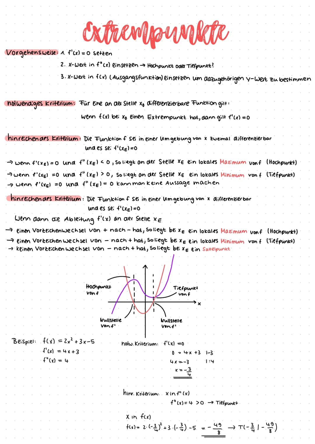 Nullstellen
Nullstellen sind die Schnittpunkte einer Funktion mit der x-Achse
Dabei gilt: f(x)=y=0
allgemeine Vorgehensweise:-Funktionsgleic