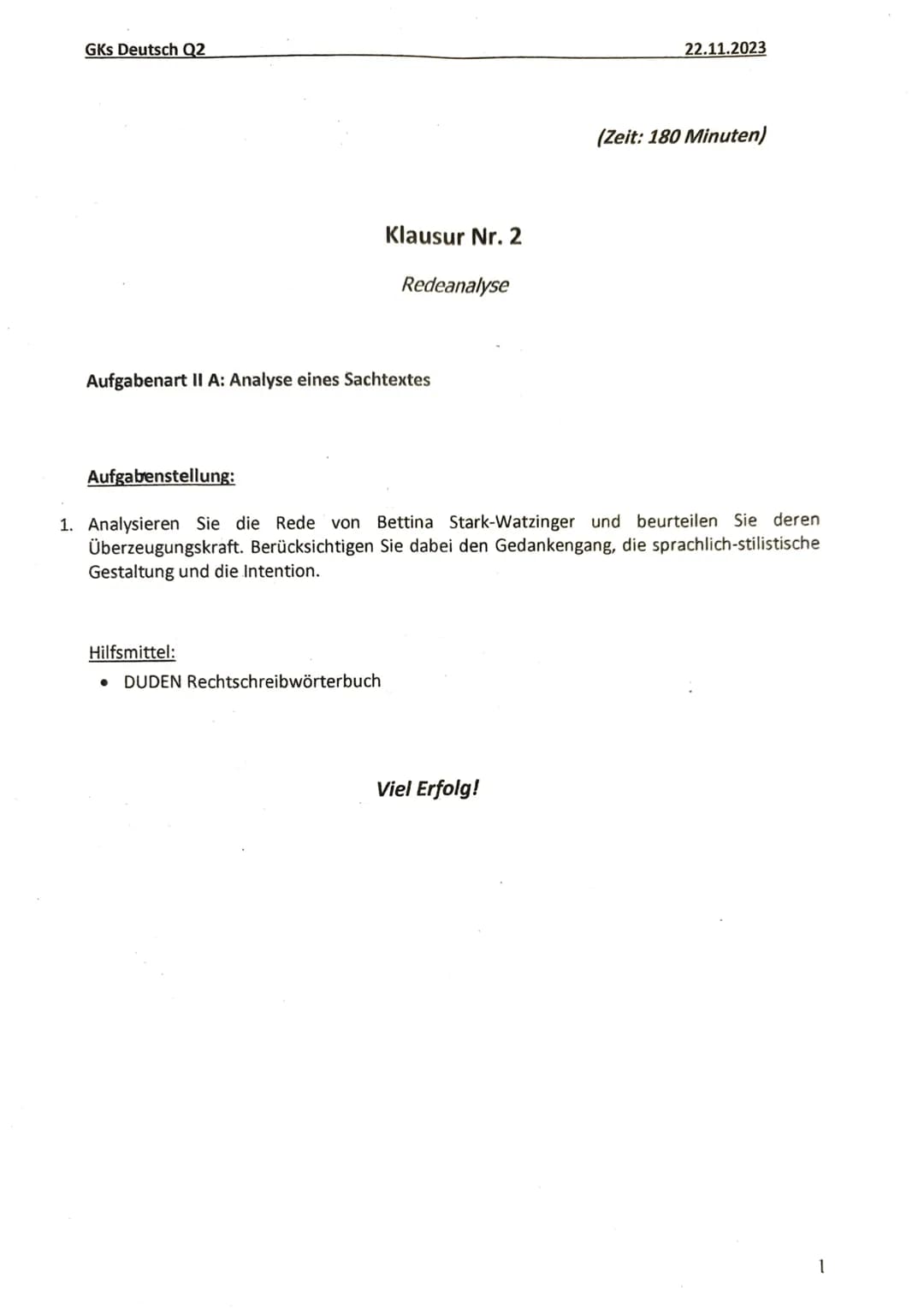 Q2.1-Deutsch GK-Klausur-Redeanalyse-15Punkte
