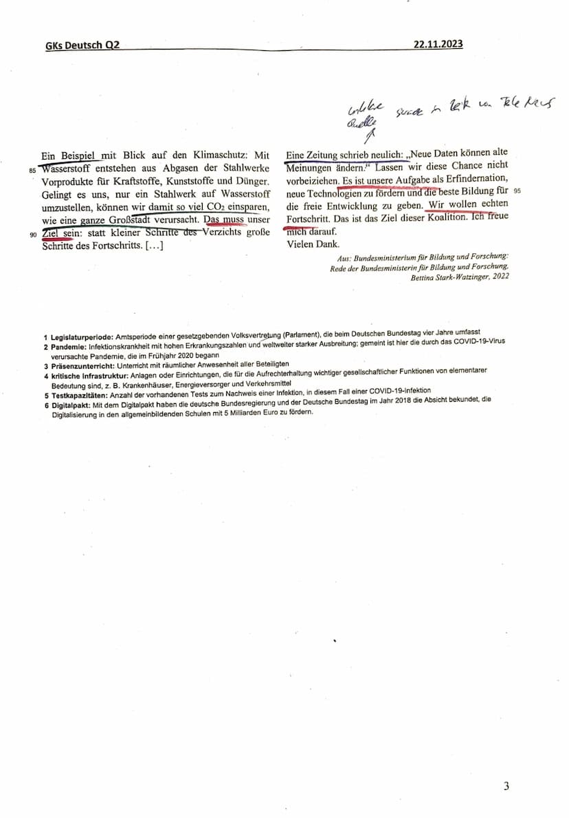 GKs Deutsch Q2
Klausur Nr. 2
Redeanalyse
Aufgabenart II A: Analyse eines Sachtextes
22.11.2023
(Zeit: 180 Minuten)
Aufgabenstellung:
1. Anal