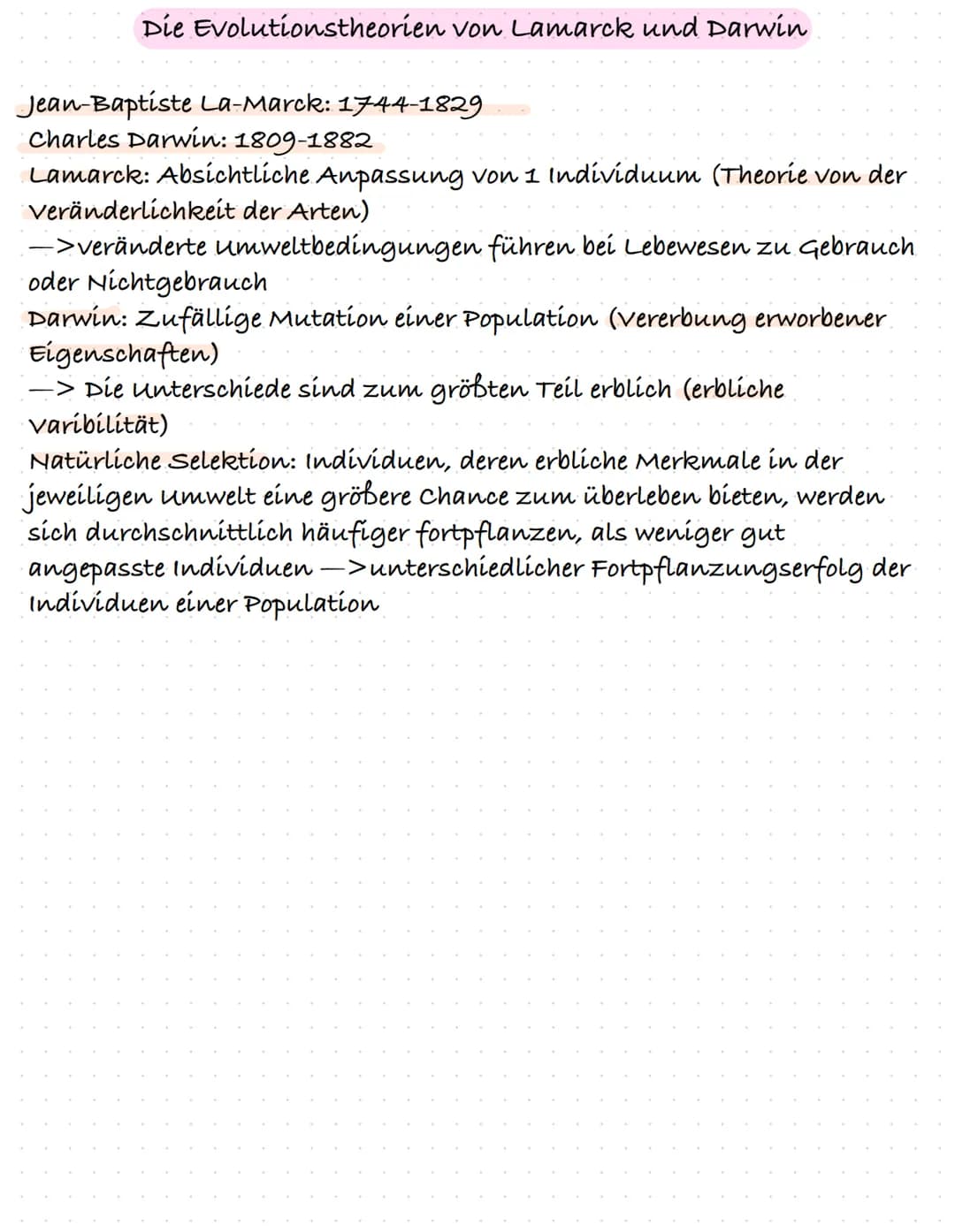 Die Evolutionstheorien von Lamarck und Darwin
Jean-Baptiste La-Marck: 1744-1829
Charles Darwin: 1809-1882
Lamarck: Absichtliche Anpassung vo