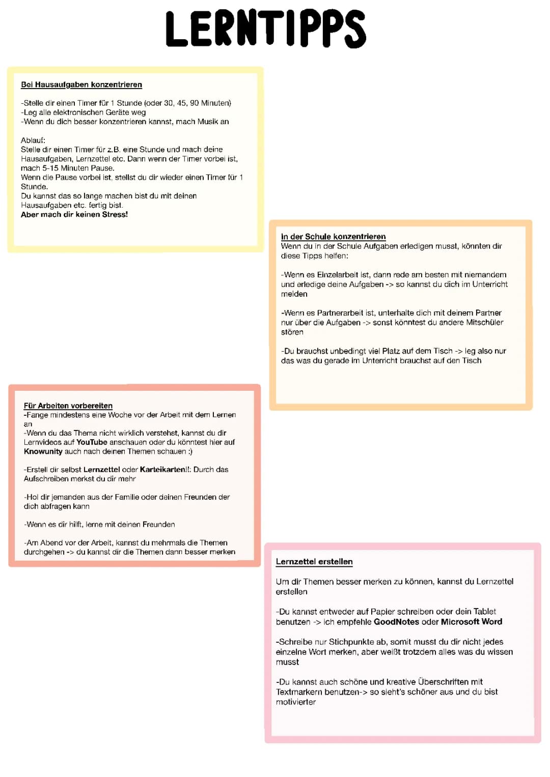 Lerntipps für die Schule