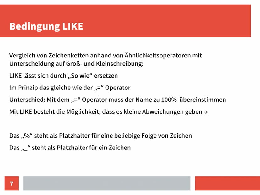Grundstruktur
Jede SELECT Abfrage beginnt mit dem Befehl SELECT
→ gefolgt von dem, was man haben möchte
(Auswahl der Spalten, Alternativ all