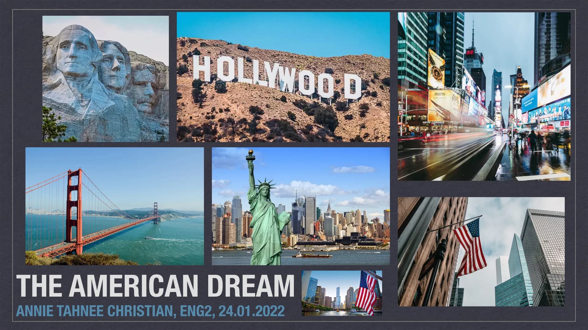 The American Dream
Describes the immigrant dream in America of economic success while maintaining personal freedom. Anyone can, regardless o