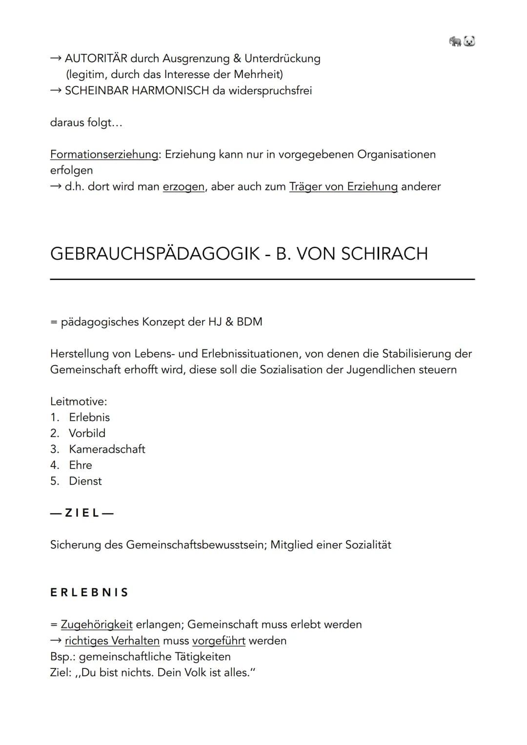 Erziehung im Nationalsozialismus Lernzettel - Gemeinschaftsprinzip NS und Gebrauchspädagogik