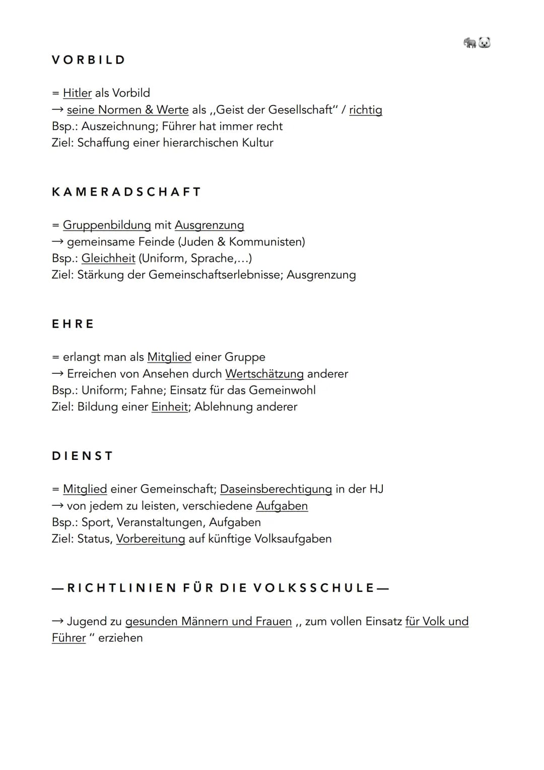 Erziehung im Nationalsozialismus Lernzettel - Gemeinschaftsprinzip NS und Gebrauchspädagogik