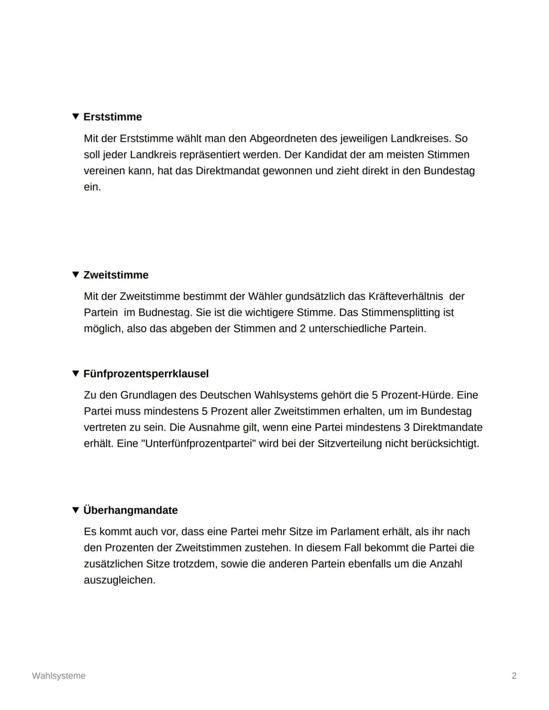 Wahlsysteme
▾ Was ist die relative Mehrheitswahl ?
Bei der relativen Merhheitswahl zieht über jeden Wahlkreis genau ein
Abgeordneter in den 