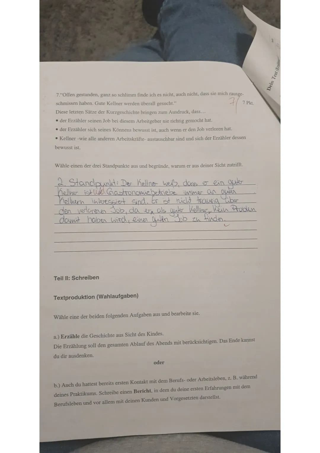 Klasse 10e/ Rupp
NAME: Vika
Deutscharbeit Nr. 2
15.12.2020
Heinrich Böll: Monolog eines Kellners, 1956
Ich weiß nicht, wie es hat geschehen 