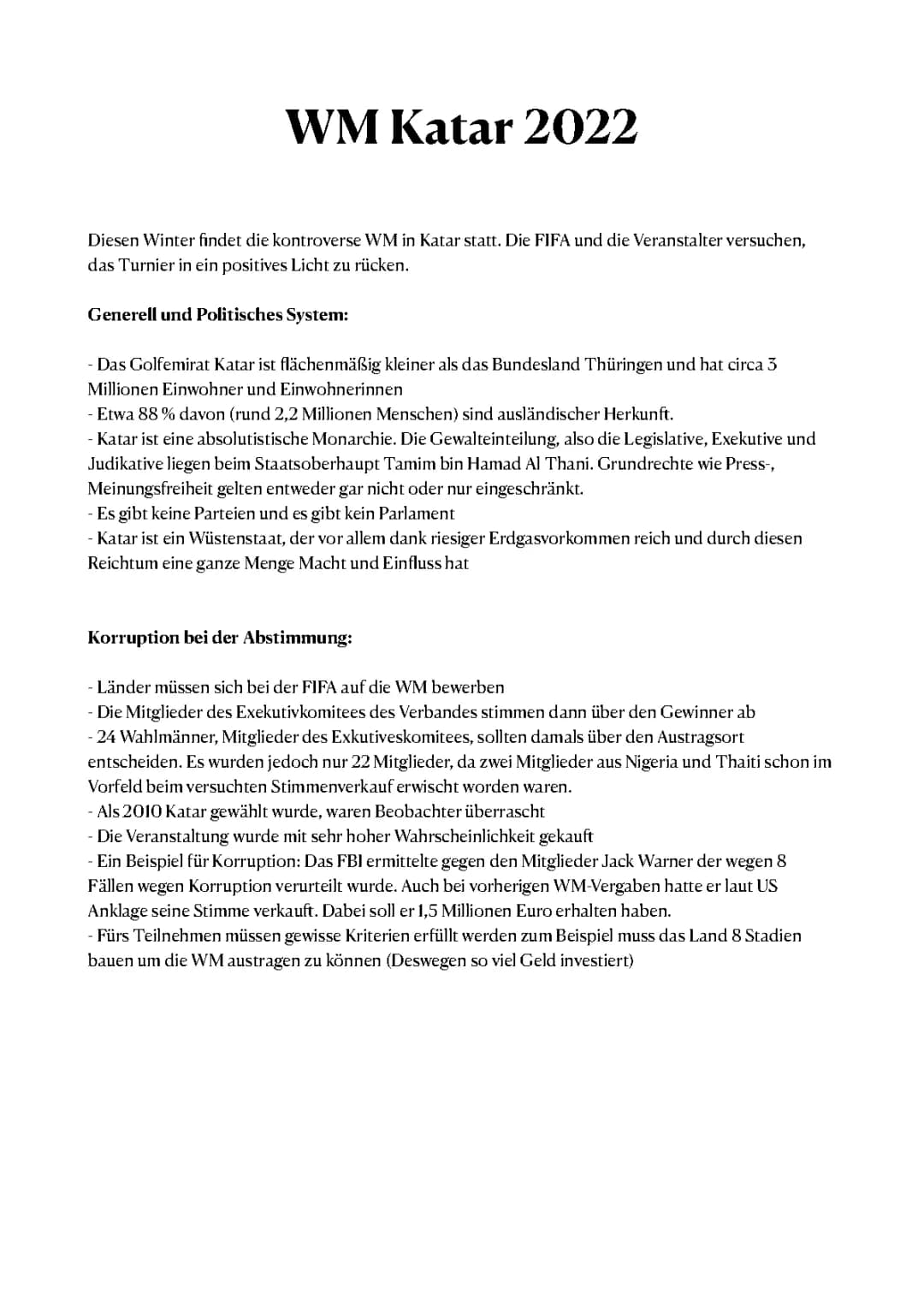 WM 2022 in Katar: Kritik, Korruption und Menschenrechte