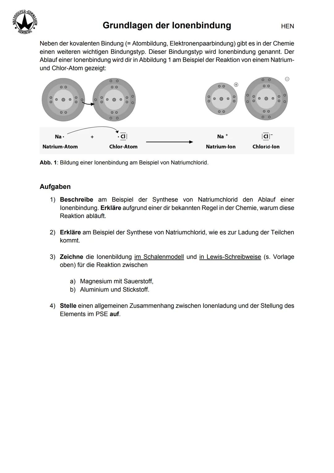 grundlagen der ienbindung
(1) SYNTHESE
Die Outettregel besagt, dass alle Atome danach streben 8 valenzelektrone
zu besitzen. Das kann durch 