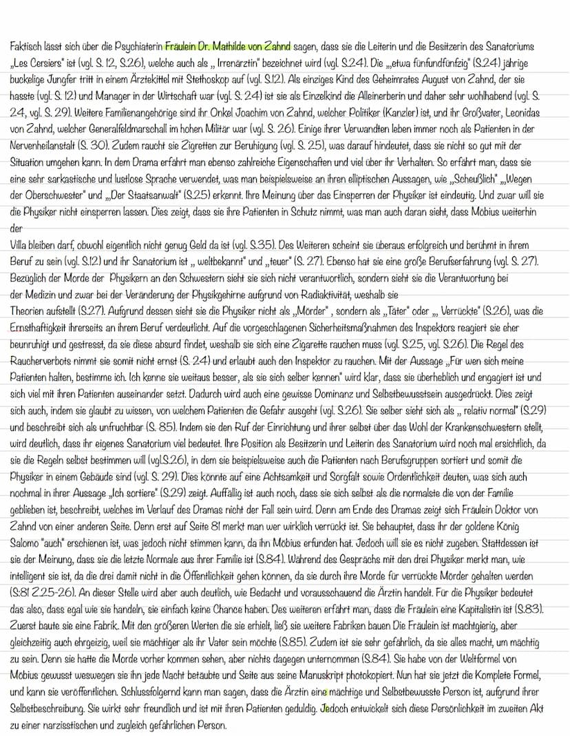 Charakterisierung der Hauptfiguren
Im Folgenden charakterisiere ich den Physiker Johann Wilhelm Möbius, der den Protagonisten des Stücks dar