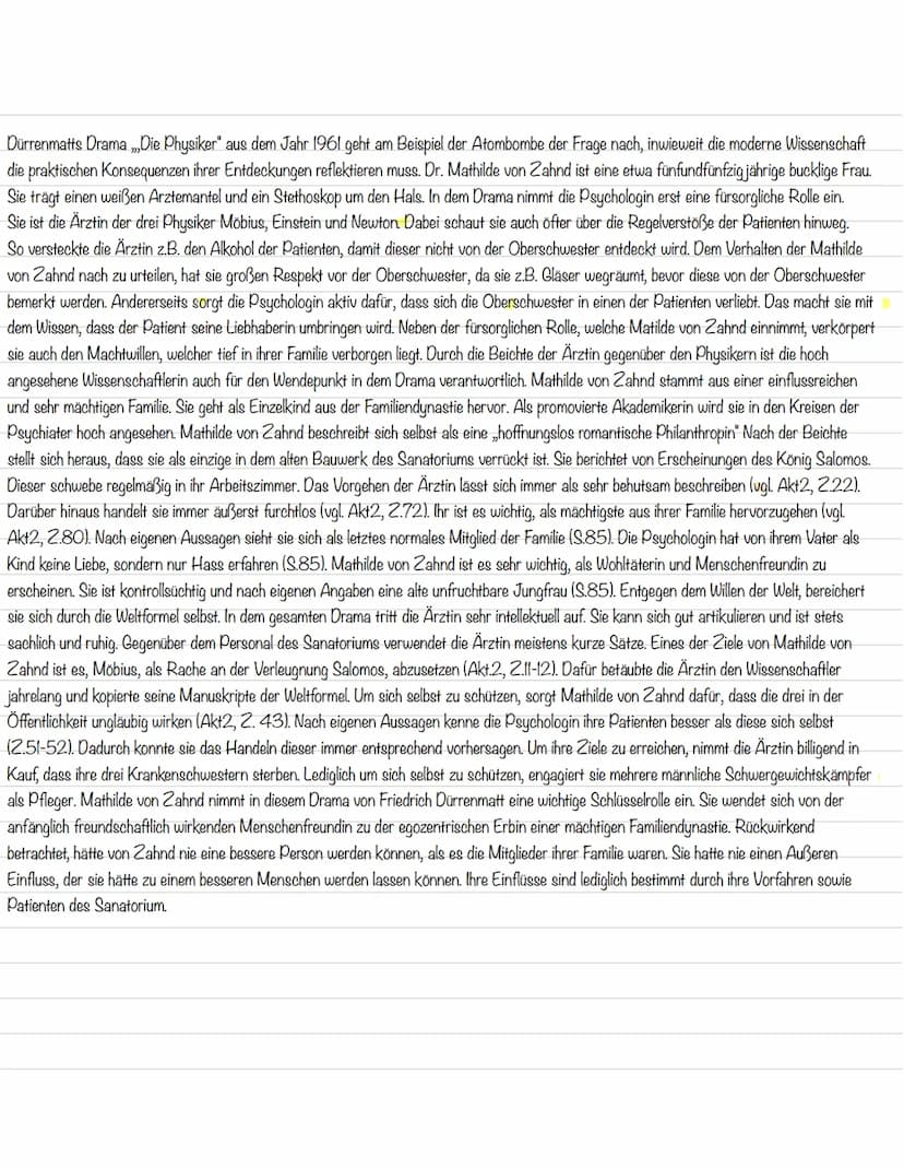Charakterisierung der Hauptfiguren
Im Folgenden charakterisiere ich den Physiker Johann Wilhelm Möbius, der den Protagonisten des Stücks dar