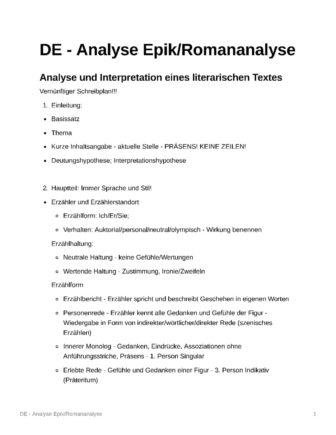 Romananalyse, Erzähler/Erzählanfänge