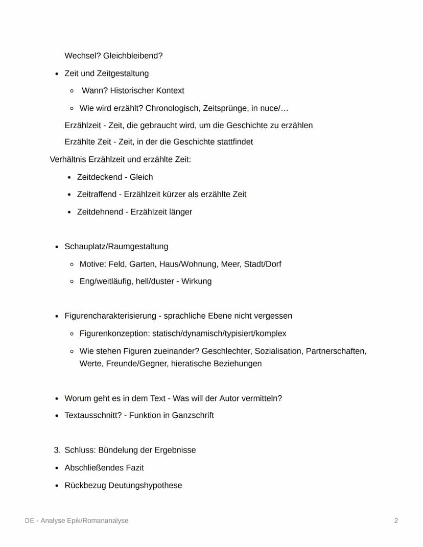DE - Analyse Epik/Romananalyse
Analyse und Interpretation eines literarischen Textes
Vernünftiger Schreibplan!!!
1. Einleitung:
• Basissatz
