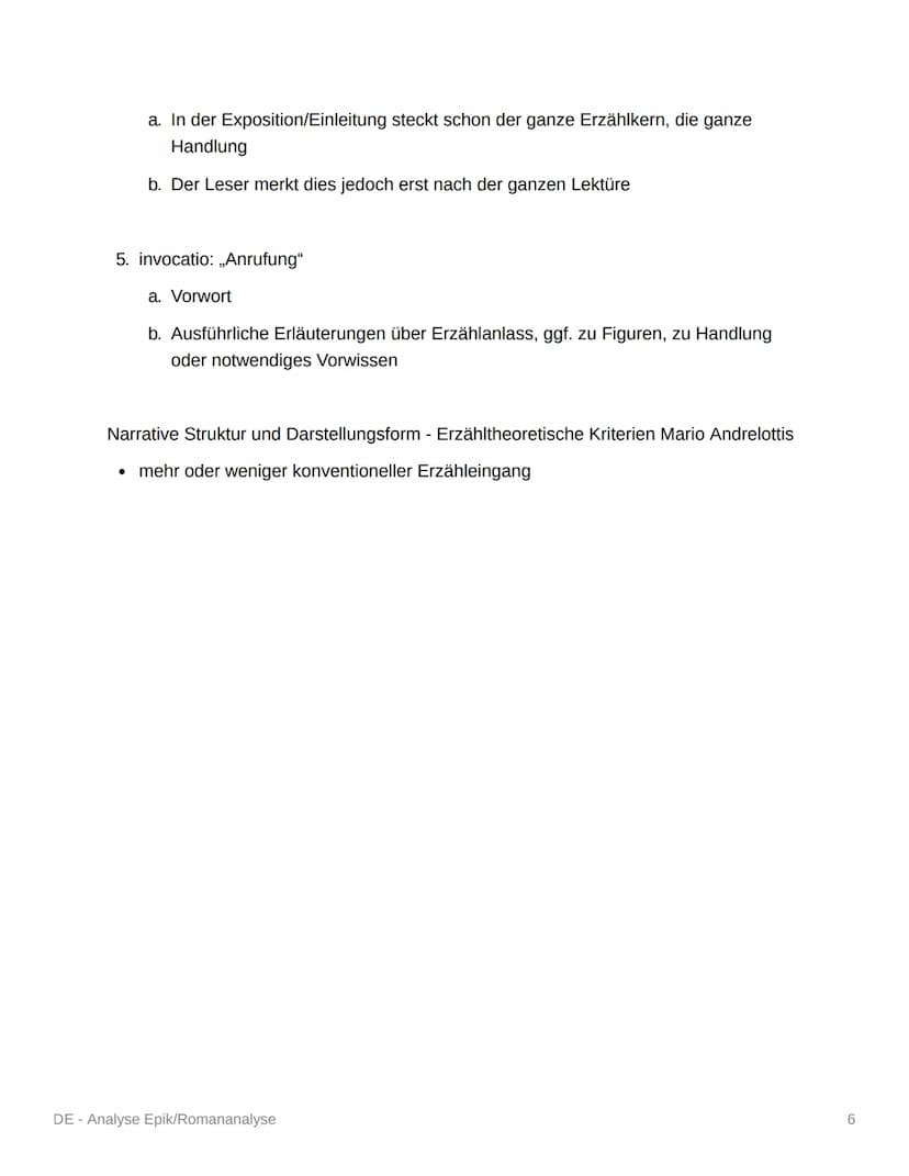 DE - Analyse Epik/Romananalyse
Analyse und Interpretation eines literarischen Textes
Vernünftiger Schreibplan!!!
1. Einleitung:
• Basissatz
