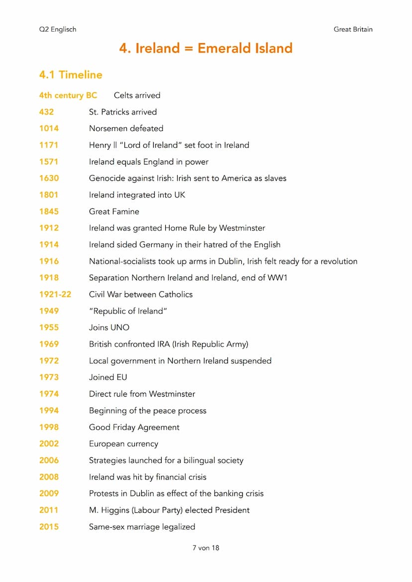 Q2 Englisch
Q2 Great Britain - Past and Present
1. Tradition and Change
1. Timeline
2. The Kingdom unites and disunites?
3. North-South Divi