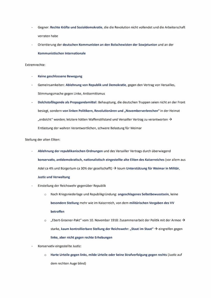 Weimarer Republik
Die Revolution von 1918/1919 auf einen Blick
Vorgeschichte:
Kriegsniederlage 1918
OHL: Eingeständnis der Niederlage (Ende
