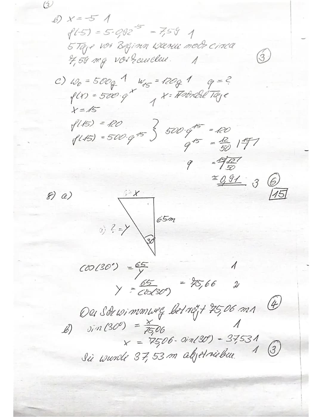 3. Test 10. Jg.
: Jill
Name:
Mathematik E-Kurs
Aufgabe 1
a) Gib aus der Wachstumsrate p% den Wachstumsfaktor q an.
P% = 5%
V
q = 1,05
9=1,00