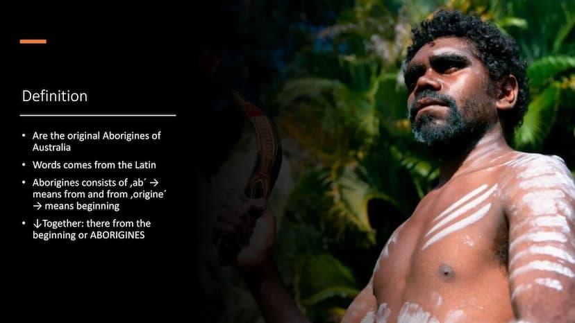 The Aborigines of
Australia Structure
1. Definition
2. Way of Life of the Aborigines
3. History
4. Language
5. Art
6. Traditions
6.1
7. Didg
