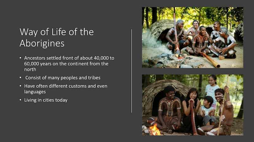 The Aborigines of
Australia Structure
1. Definition
2. Way of Life of the Aborigines
3. History
4. Language
5. Art
6. Traditions
6.1
7. Didg